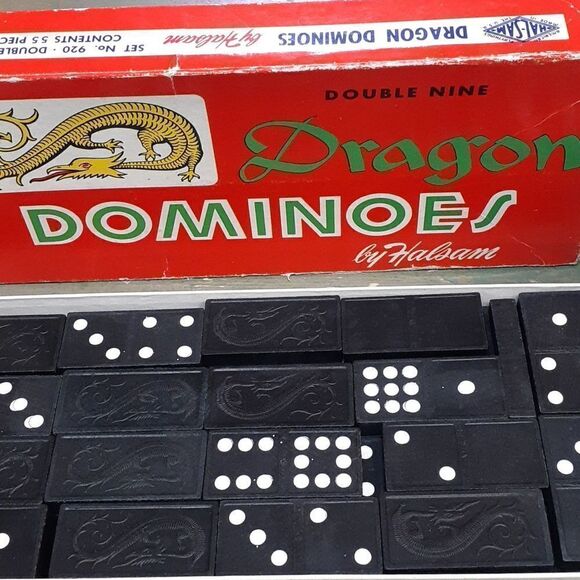 Bundle of 2 sets of Dominoes: Dragon Double Nine by Halsam & 79pc. set - Picture 5 of 7